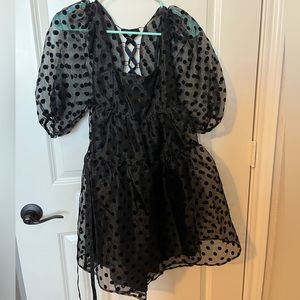 Black babydoll polkadot dress